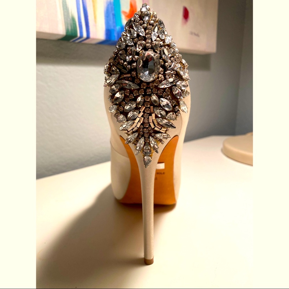 Badgley Mischka Kiara Embellished Peep-Toe Pumps - Picture 2 of 16